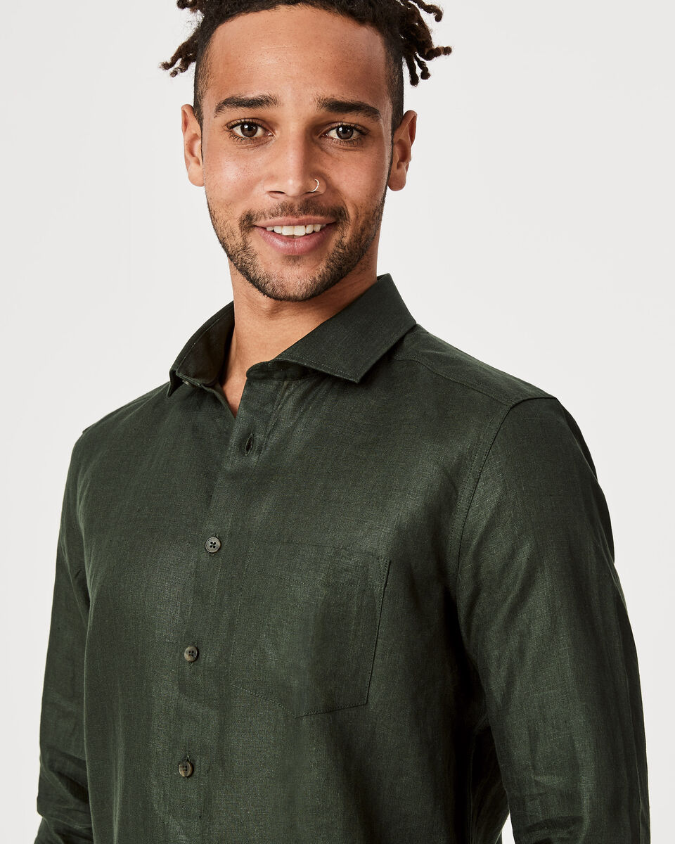 Singh Linen Long Sleeve Shirt, Khaki, hi-res